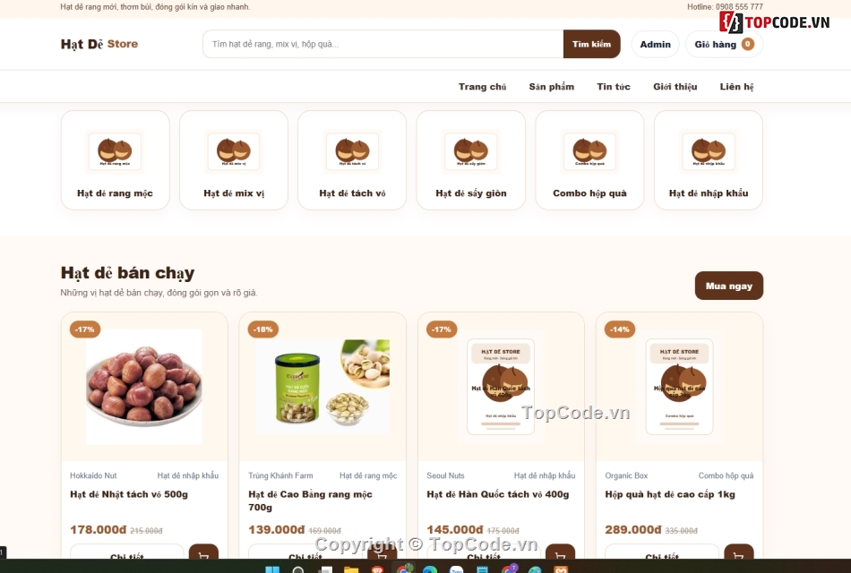 giao diện web,web giao bán,bán hạt dẻ